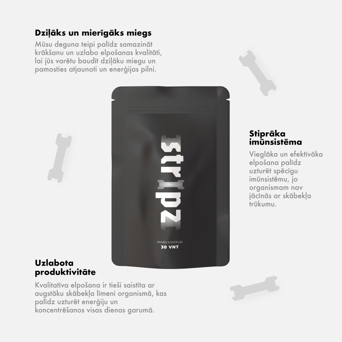 Deguna teips STRIPZ - Rozā - Miegui ir sportui - STRIPZ