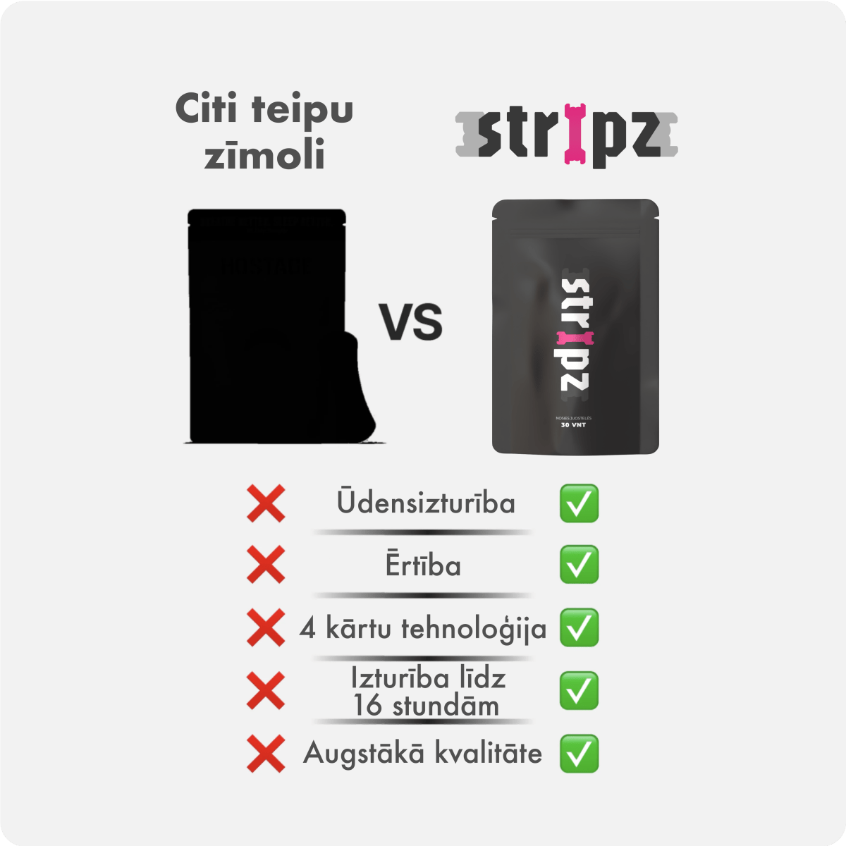 Deguna teips STRIPZ - Rozā - Miegui ir sportui - STRIPZ