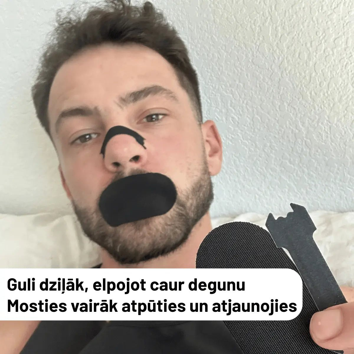 Mutes teips miega laikā – STRIPZ risinājums elpošanas uzlabošanai - Melnā - Miegui ir sportui - STRIPZ