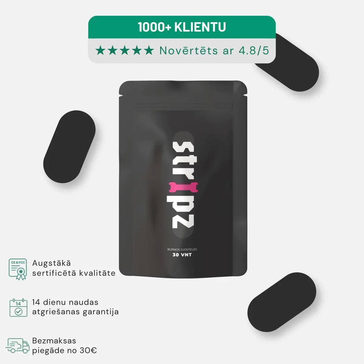 Mutes teips miega laikā – STRIPZ risinājums elpošanas uzlabošanai - Melnā - Miegui ir sportui - STRIPZ